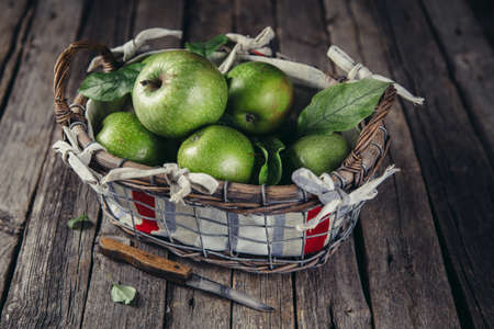 Fresh Green Applesの写真素材