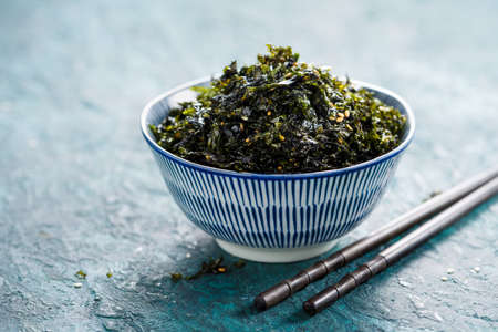 Crispy Nori Seaweed with sesame and sea salt. Asian cuisineの写真素材