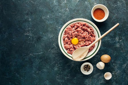 Fresh raw minced in a bowl