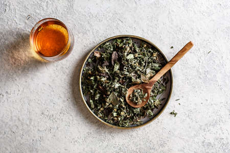 Herbal Tea. Dry tea from various herbs.の写真素材
