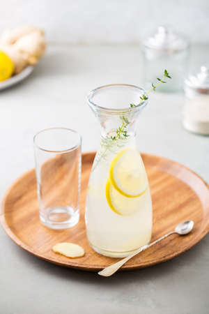 Refreshing drink with ginger and lemon.の写真素材
