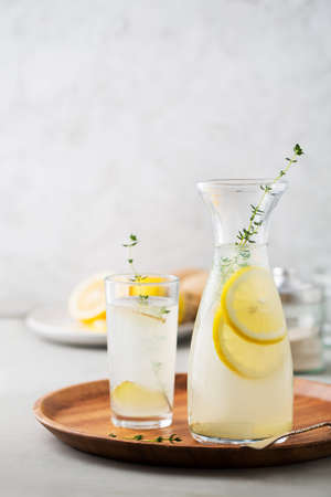 Detox drink of lemon, ginger and thyme.の写真素材