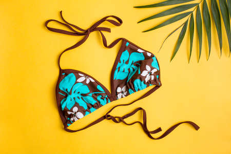 Bikini on a yellow background.の写真素材