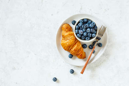 Freshly Baked Croissant and Blueberry.の写真素材