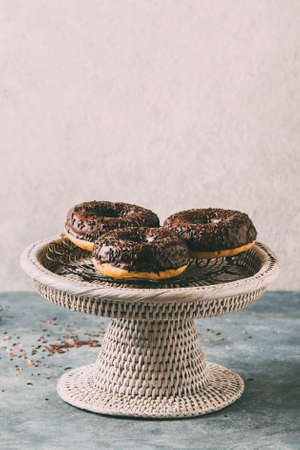 Fresh made Donuts with chocolate glaze