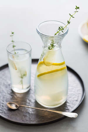 Detox drink of lemon, ginger and thyme.の写真素材