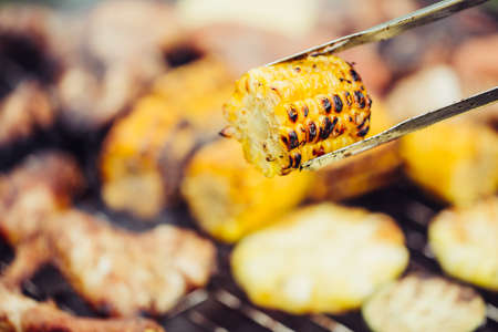 Grilled corn close-up.の写真素材