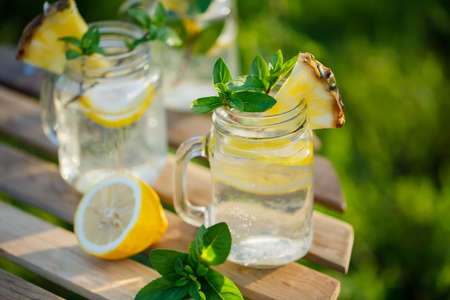 Refreshing chilled lemon water