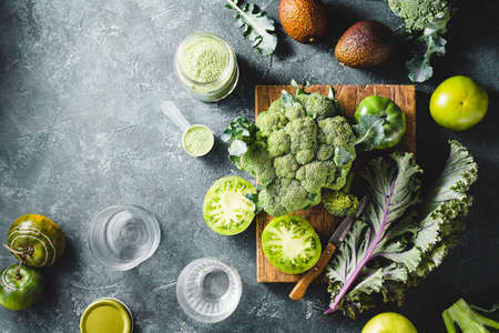 Healthy Organic green vegetables for making smoothies.の写真素材