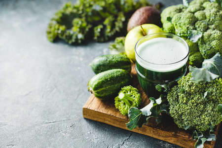 Green cocktail of healthy vegetablesの写真素材