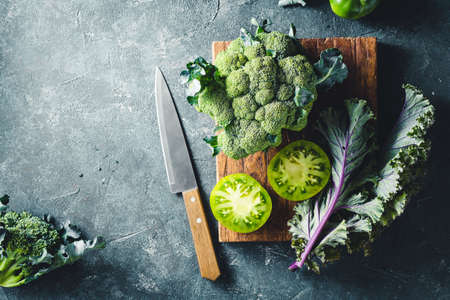 Healthy fresh green fruit and vegetablesの写真素材