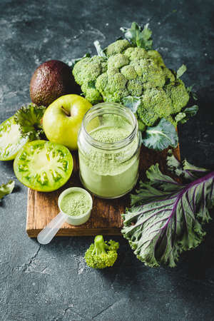 Blend of vegetable Superfoods for making smoothies.の写真素材