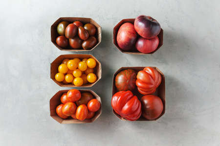 Organic Different Tomatoes, Clean eating. Top view.の写真素材