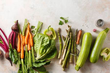 Fresh organic seasonal vegetablesの写真素材