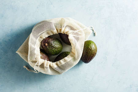 Reusable bag with avocado.の写真素材