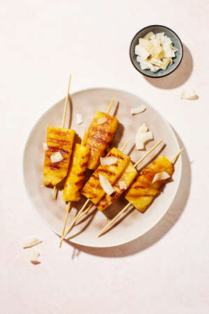Grilled pineapple wedgesの写真素材