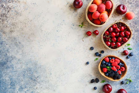 Various fresh fruits and berriesの写真素材