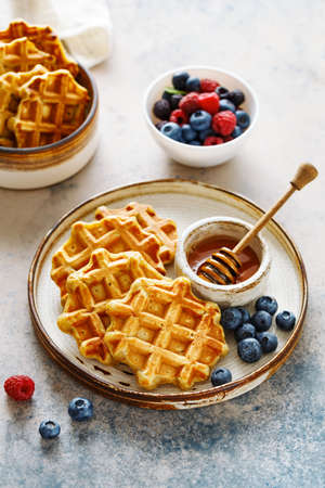 Freshly baked wafflesの写真素材