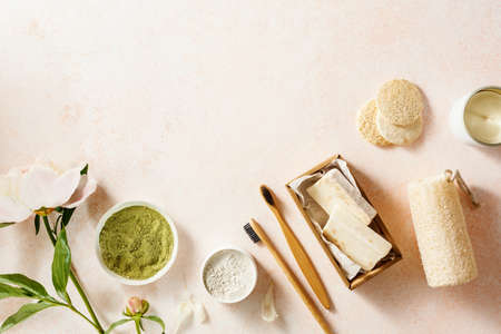 Eco-friendly bathroom accessories. Zero waste set.の写真素材