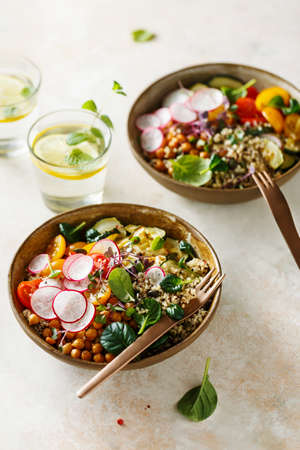 Healthy quinoa vegetarian buddha bowlsの写真素材