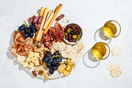 Cheese and meat boardの写真素材