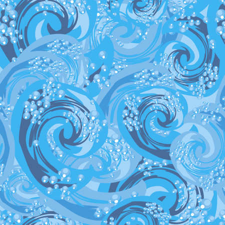 Seamless texture in blue, reminiscent of waves and foamのイラスト素材