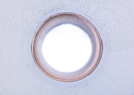 Toilet paper roll close up. Do not panic. Do not worry. Stay home.の写真素材