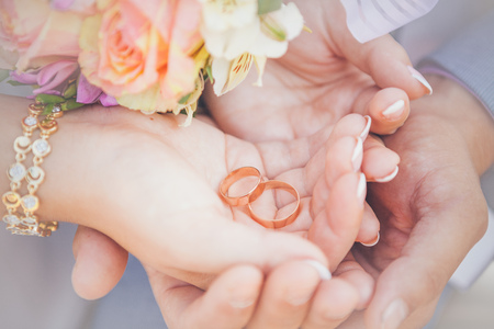 hand in hand, wedding ring, bouquet loveの写真素材