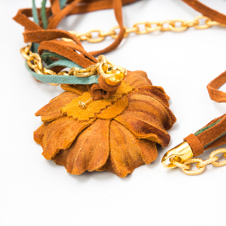the decoration of leather. handmade on a white backgroundの写真素材