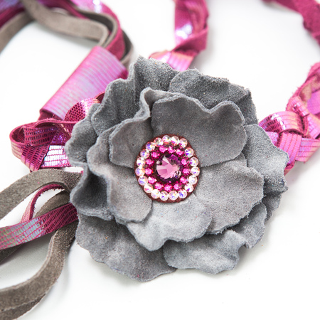 the decoration of leather. handmade on a white backgroundの写真素材