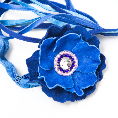 the decoration of leather. handmade on a white backgroundの写真素材