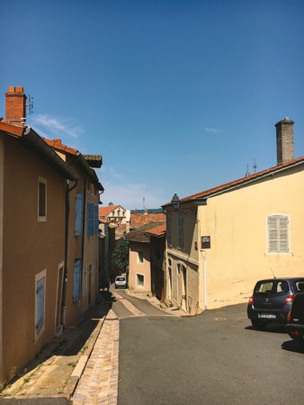 July 18, 2017 France city of Cluny, region of the Burgundy: Old narrow street of the central part of...