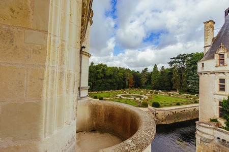 July 23, 2017 the castle of Chenonceau. France. The facade of the medieval castle of ladies. The royal medieval castle of Chenonceau Castle and the garden. Chenonceau, the Loire Valley, France, Europe. UNESCO heritage site.のeditorial素材