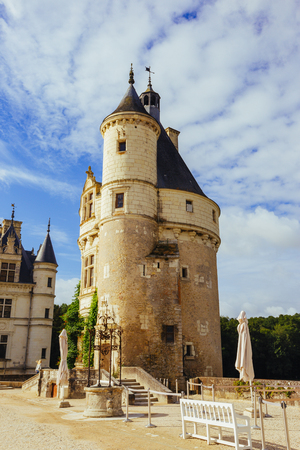 July 23, 2017 the castle of Chenonceau. France. The facade of the medieval castle of ladies. The royal medieval castle of Chenonceau Castle and the garden. Chenonceau, the Loire Valley, France, Europe. UNESCO heritage site.のeditorial素材