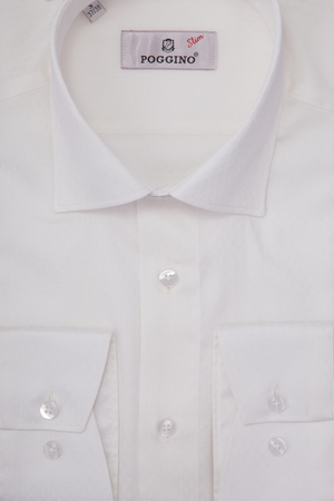 Men's shirt in packing close-up macro top view.のeditorial素材