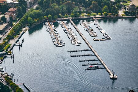 Panorama view on old city Como, Italy. Como, Italy. Fantastic aerial view on old city Como.の写真素材