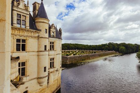 July 23, 2017 the castle of Chenonceau. France. The facade of the medieval castle of ladies. The royal medieval castle of Chenonceau Castle and the garden. Chenonceau, the Loire Valley, France, Europe. UNESCO heritage site.のeditorial素材