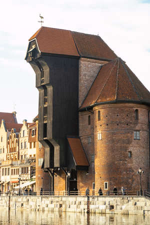 February 14, 2020. Poland, Gdansk. Gdansk old town skyline and Motlawa river, Poland. Gdansk, Poland...