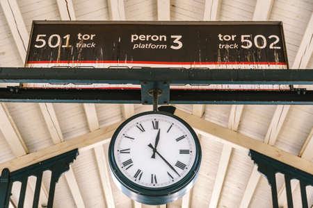 Polish people waiting for a train at Gdansk Glowny main railway station. Taken downtown in winter....