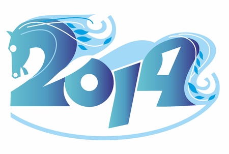 toy swing access number 2014 figure of blue horseのイラスト素材