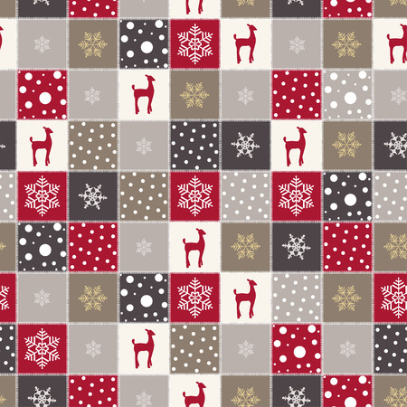 Christmas background with red reindeer, snow and snowflakes, Christmas textures, New Year card with Christmas reindeer, vector design.のイラスト素材