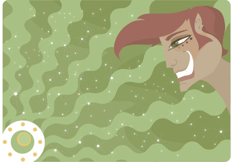 Stylized man with enormous smile - celebrating and having a great timeのイラスト素材