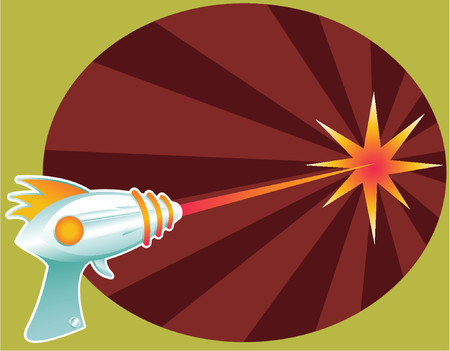 Retro raygun blasting laser death rays into the distance...のイラスト素材