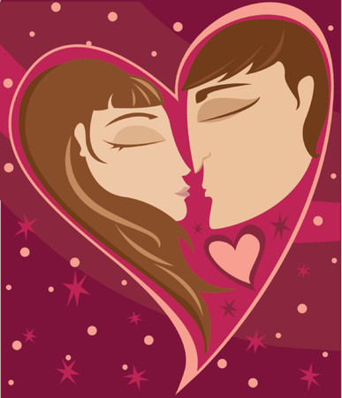 A couple in love - faces in a heart shapeのイラスト素材