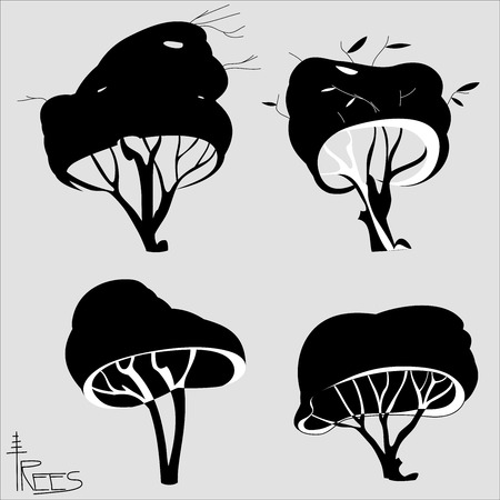 Stylized trees, vector graphic imagesのイラスト素材
