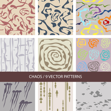 Set of 9 vector graphic textures of chaotic color spotsのイラスト素材