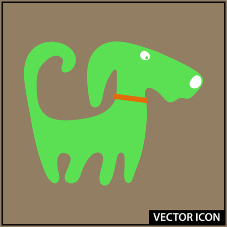 vector icon of a cheerful green dogのイラスト素材