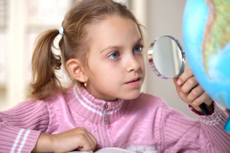 girl learns the world aroundの写真素材