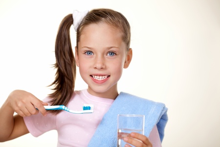 Morning Care for a little girlの写真素材