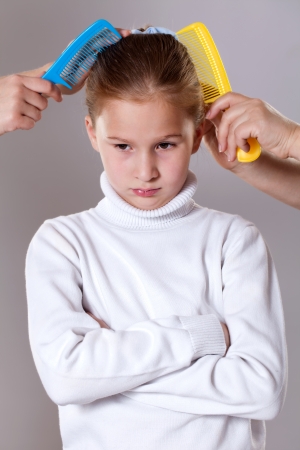 need to fix her hairの写真素材